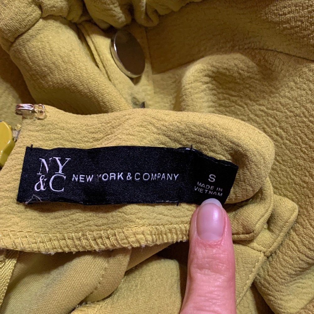New York & Company Chartreuse Long Sleeve Dress - Picture 2 of 3